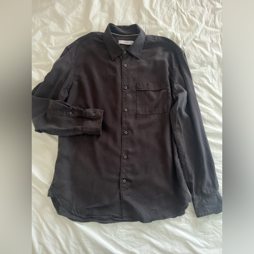 Black long sleeve casual shirt by Mango man size medium